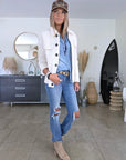 Chemise en denim bleu délavé