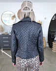 Perfecto noir matelassé 100% cuir