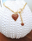 Collier cœur marron taupe