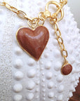 Collier cœur marron taupe