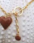 Collier cœur marron taupe