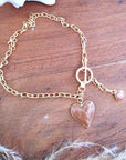 Collier cœur marron taupe