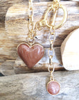 Collier cœur marron taupe