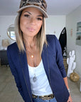 Veste chic et cintrée bleu marine à fines rayures - 𝐌𝐚𝐫𝐢𝐧𝐚𝟒𝟒𝐟𝐚𝐦𝐢𝐥𝐲