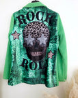 Veste velours ras vert "rock"