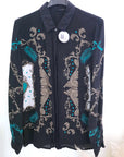 Chemise California noire à imprimé vert