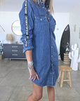 Robe en jean bleu avec bandes latérales - 𝐌𝐚𝐫𝐢𝐧𝐚𝟒𝟒𝐟𝐚𝐦𝐢𝐥𝐲