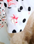 Chemise blanche à imprimé palmier et petit pois