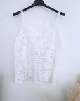 Top blanc en maille crochet