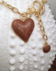 Collier cœur marron taupe