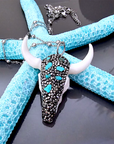 Sautoir buffle blanc et turquoise - 𝐌𝐚𝐫𝐢𝐧𝐚𝟒𝟒𝐟𝐚𝐦𝐢𝐥𝐲