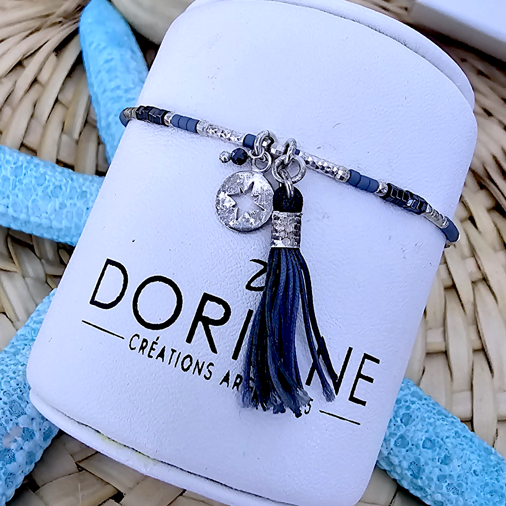 🔥Bracelet pompon bleu DORIANE – Marina44family