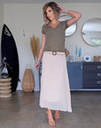 Jupe midi beige - 𝐌𝐚𝐫𝐢𝐧𝐚𝟒𝟒𝐟𝐚𝐦𝐢𝐥𝐲