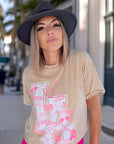 Tee-shirt beige L.A - 𝐌𝐚𝐫𝐢𝐧𝐚𝟒𝟒𝐟𝐚𝐦𝐢𝐥𝐲