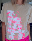 Tee-shirt beige L.A - 𝐌𝐚𝐫𝐢𝐧𝐚𝟒𝟒𝐟𝐚𝐦𝐢𝐥𝐲