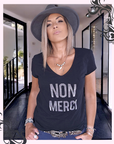 Tee-shirt noir col en V
