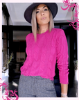 Pull torsadé fuchsia