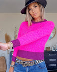 Pull top crop fuchsia fluo