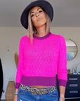 Pull top crop fuchsia fluo