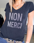 Tee-shirt noir col en V