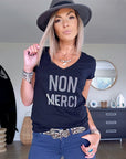 Tee-shirt noir col en V