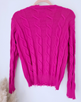 Pull torsadé fuchsia