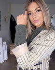 Veste boy à rayures et tags