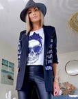 Veste noire à tags parmes
