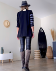 Veste noire à tags parmes