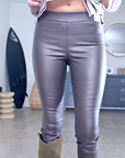 Pantalon legging huilé marron