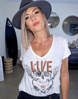 Tee-shirt blanc cassé Live
