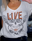 Tee-shirt blanc cassé Live