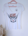 Tee-shirt blanc cassé Live