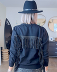 Sweat noir à franges