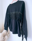 Sweat noir à franges