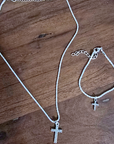 Parure collier et bracelet croix