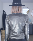 Veste cuir à sequins