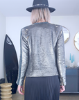 Veste cuir à sequins