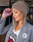 Bonnet velours beige