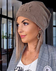 Bonnet velours beige