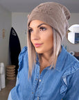 Bonnet velours beige