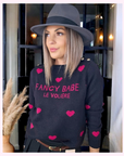 Pull cœur fuchsia