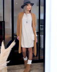Robe pull beige clair
