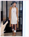 Robe pull beige clair