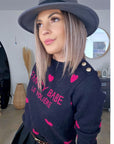 Pull cœur fuchsia