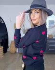 Pull cœur fuchsia