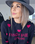 Pull cœur fuchsia