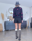 Pull cœur fuchsia