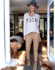 Pantalon jog en cuir beige
