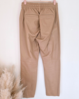 Pantalon jog en cuir beige